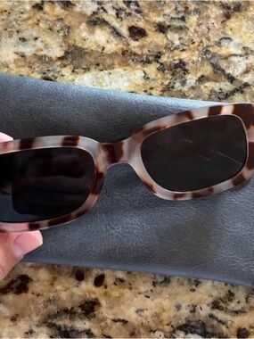 Aire Tortoiseshell Rectangular Sunglasses with Dark Lenses